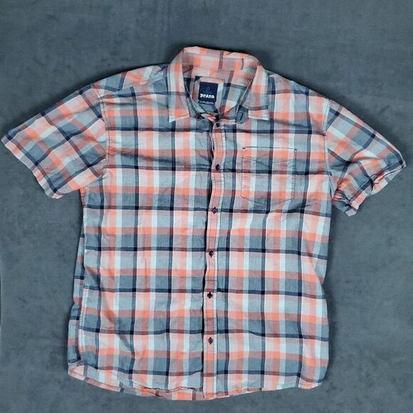 Prana Plaid Shirt Lot Of 2 Mens 2XL XXL Short Sleeve Button Up Hiking Outdoor - Picture 4 of 12